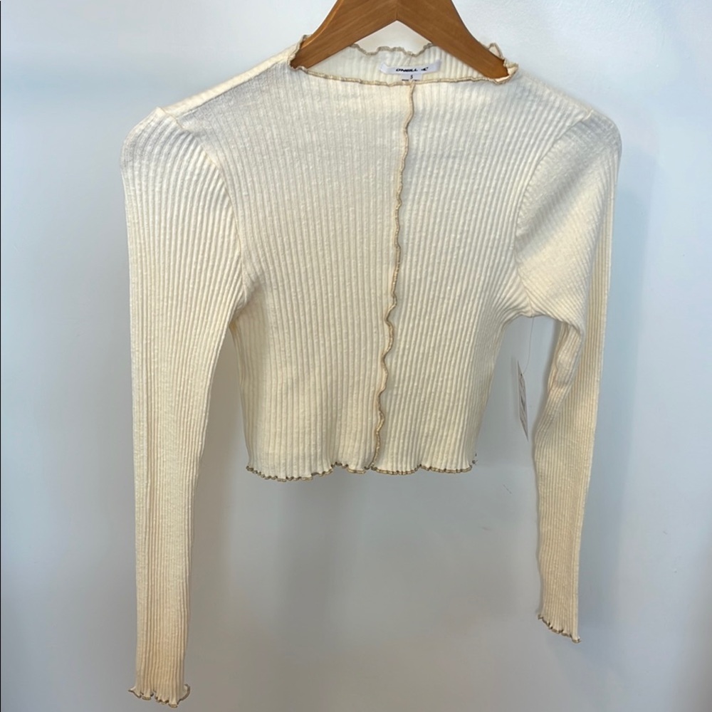 O’Neill Cream Ribbed Long Sleeve Top